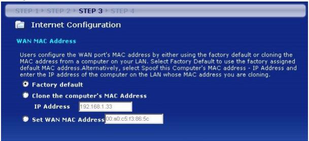 ZYXEL NBG-460N - MAC-Adresse des WAN - 1