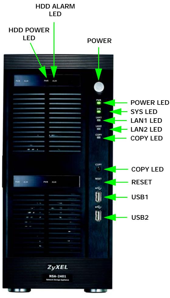 ZYXEL NSA-2401 - Front and Rear Panels - 1