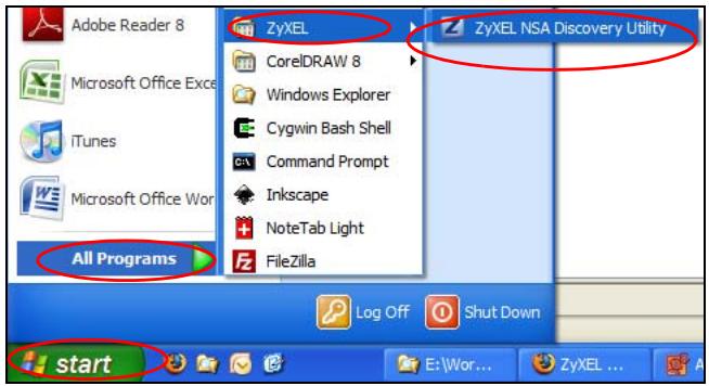 ZYXEL NSA-2401 - Ermitteln der IP-Adresse des NSA mit dem NDU - 3
