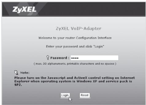 ZYXEL P-2302HWL-DECT-USB - Accès aux pages de configuration de l'adaptateur VoIP - 2