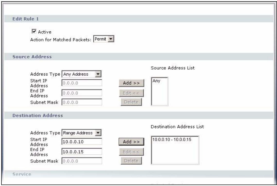 ZYXEL P-2602H-D1A - Example Firewall Rule - 3