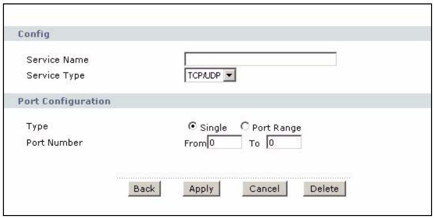 ZYXEL P-2602H-D1A - Configuring A Customized Service - 1