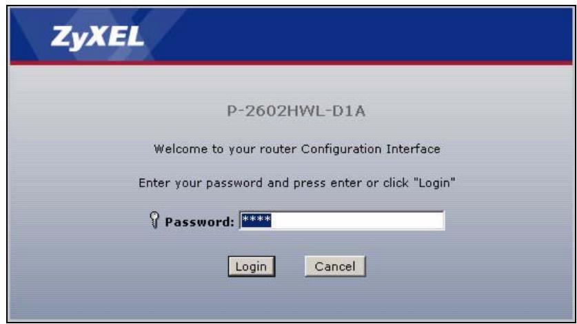 ZYXEL P-2602H-D1A - Accessing the Web Configurator - 1