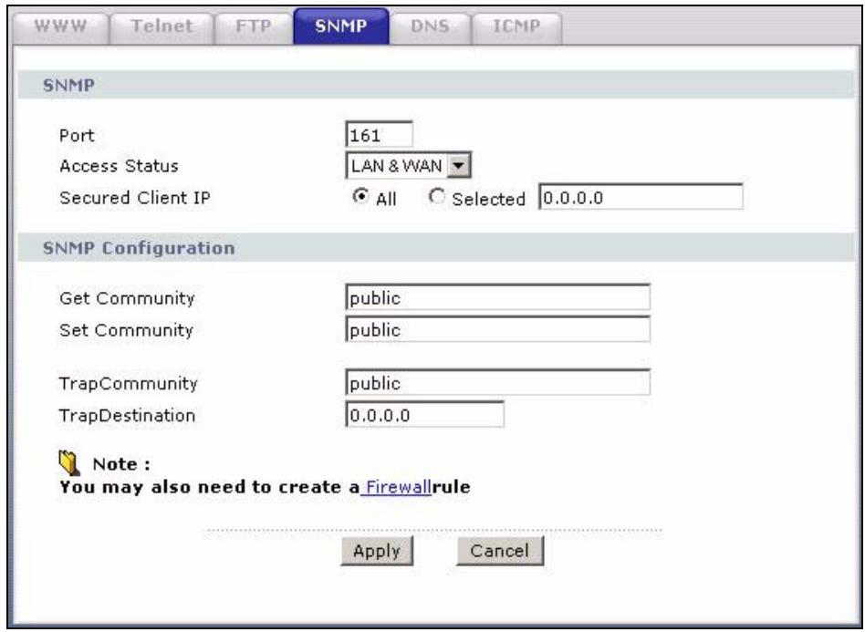 ZYXEL P-2602H-D1A - Configuring SNMP - 1