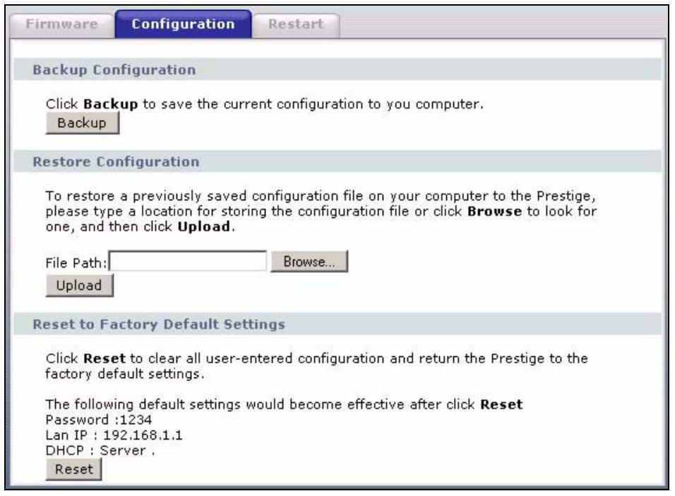 ZYXEL P-2602H-D1A - Backup and Restore - 1