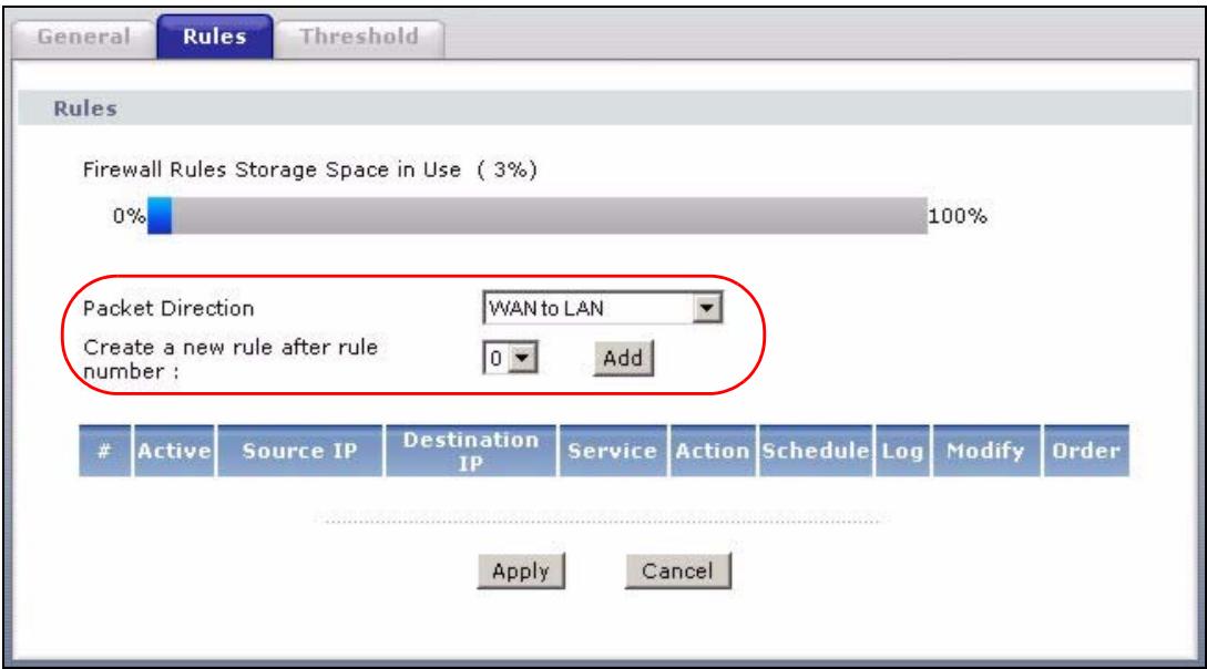 ZYXEL P-2602H-D1A - Example Firewall Rule - 1