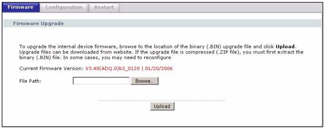 ZYXEL P-2602H-D1A - Firmware Upgrade Screen - 1