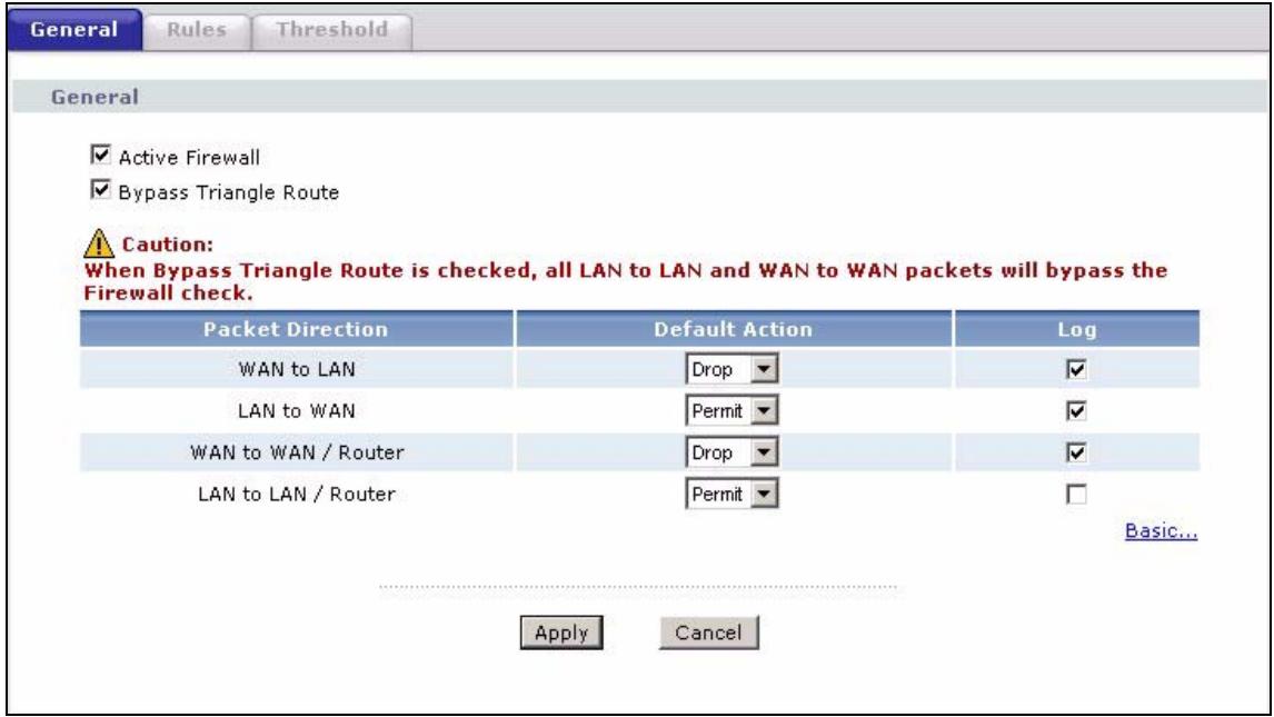 ZYXEL P-2602H-D1A - General Firewall Policy - 1
