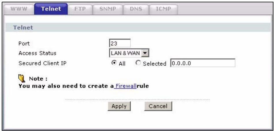 ZYXEL P-2602H-D1A - Configuring Telnet - 1