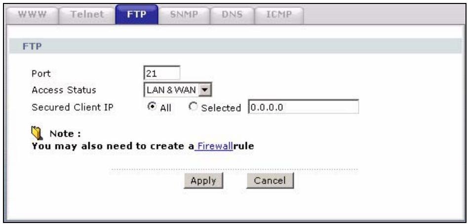 ZYXEL P-2602H-D1A - Configuring FTP - 1