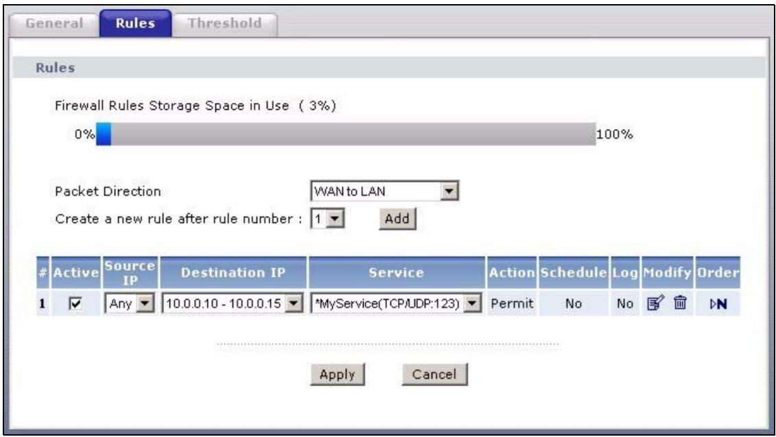 ZYXEL P-2602H-D1A - Example Firewall Rule - 5