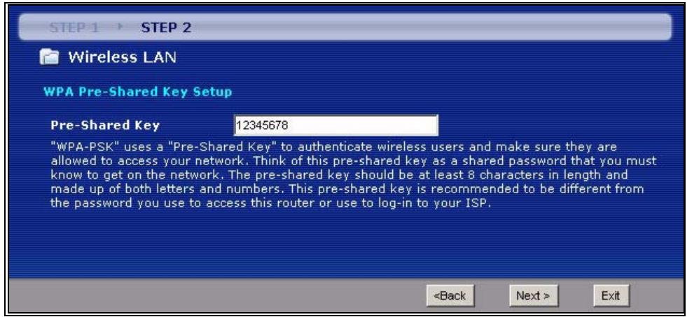 ZYXEL P-2602H-D1A - Manually Assign a WPA key - 1