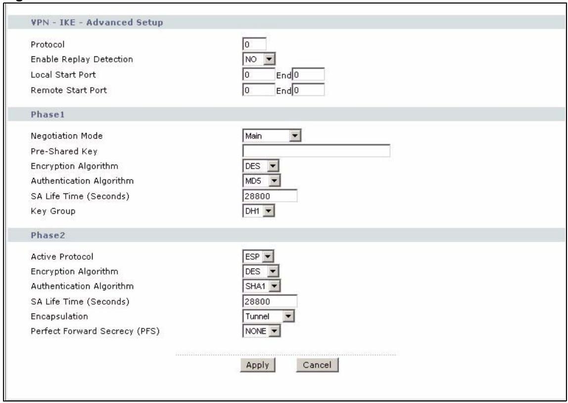 ZYXEL P-2602H-D1A - Configuring Advanced IKE Settings - 1