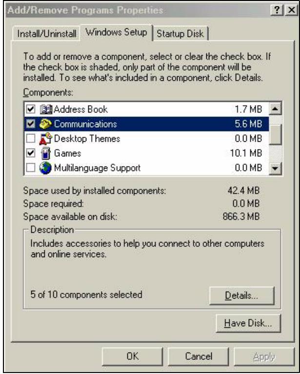 ZYXEL P-2602H-D1A - Installing UPnP in Windows Me - 1