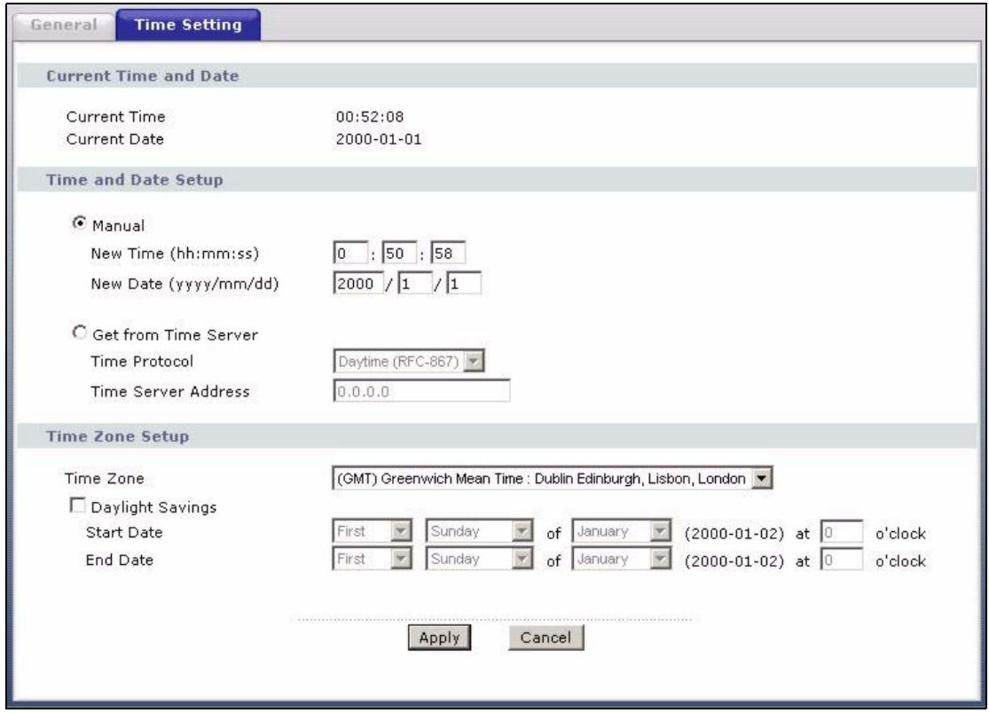 ZYXEL P-2602H-D1A - Time Setting - 1
