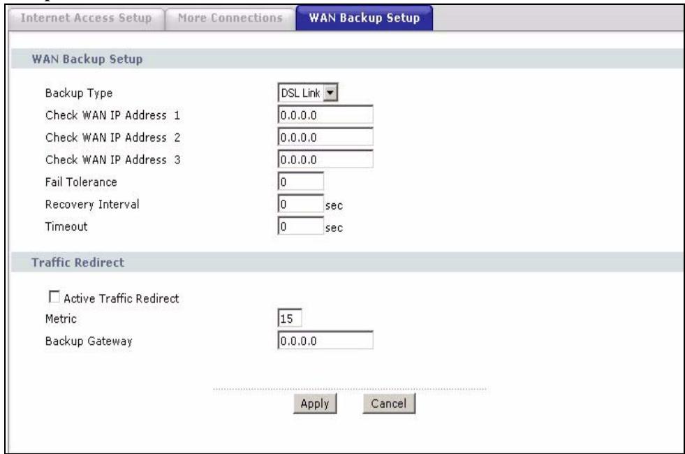 ZYXEL P-2602H-D1A - WAN Backup Setup - 1