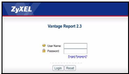 ZYXEL VANTAGE REPORT - Ouvrir une session - 1