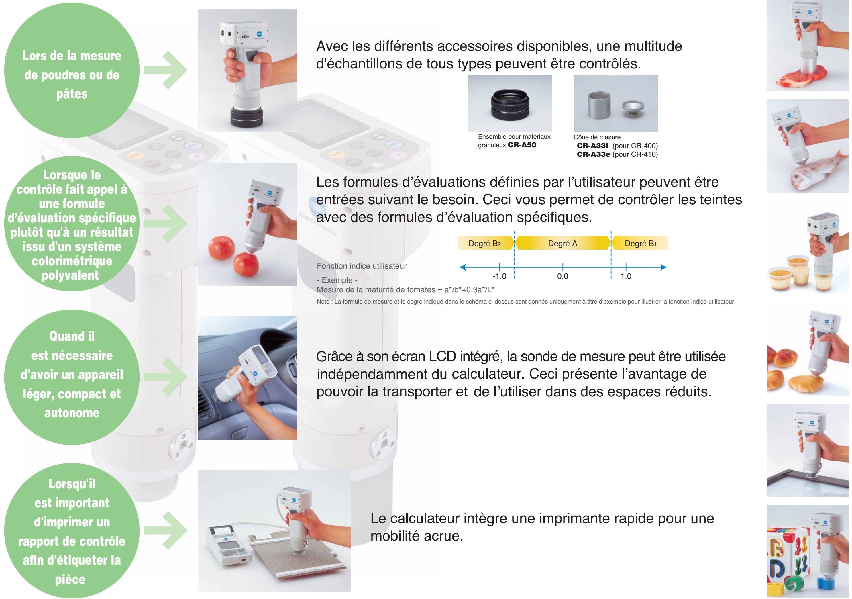 MINOLTA CR-410 - Les messages apparaissant sur l'écran LCD peuvent être affichés en six langues (anglais, français, allemand, espagnol, italien ou japonais) (la sélection se fait lorsque la sonde est reliée au calculateur) - 1