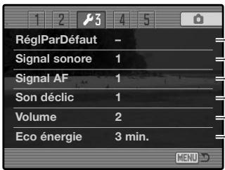 MINOLTA DIMAGE A2 - Navigation dans le menu Réglages - 7