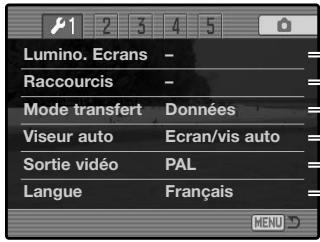 MINOLTA DIMAGE A2 - Navigation dans le menu Réglages - 5