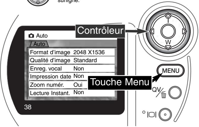 MINOLTA DIMAGE S304 - Navigation dans le MENU du mode enregistrement AUTO - 5