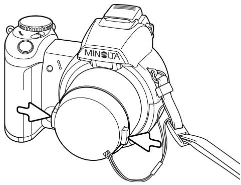 MINOLTA DIMAGE Z1 - Fixation de la courroie et du capuchon d'objectif - 2