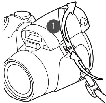 MINOLTA DIMAGE Z20 - Fixation de la courroie et du capuchon d'objectif - 1