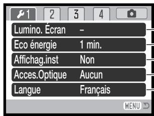 MINOLTA DIMAGE Z20 - Navigation dans le menu réglages (setup) - 8