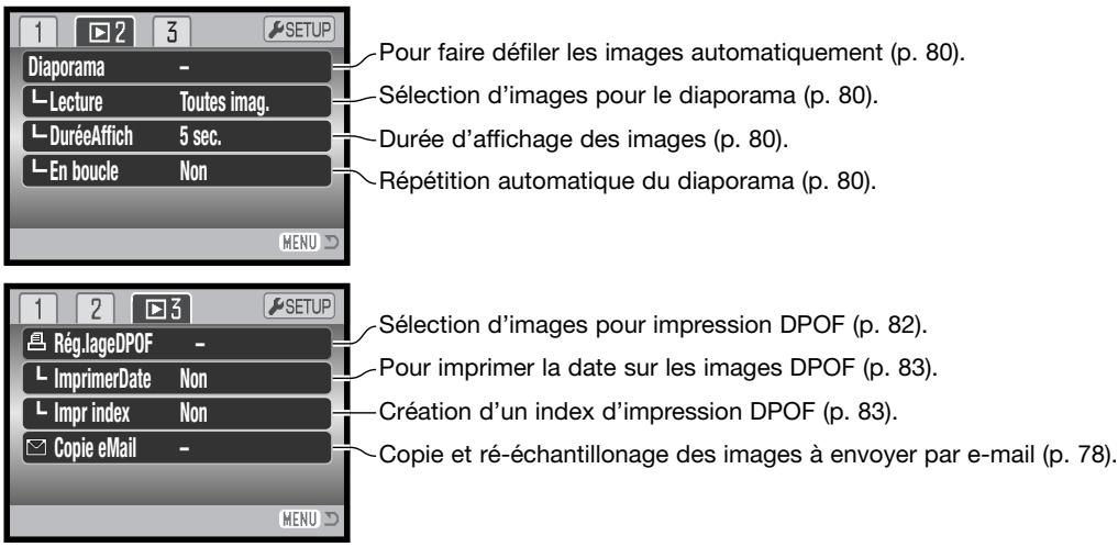 MINOLTA DIMAGE Z3 - Navigation dans le menu du mode lecture - 9