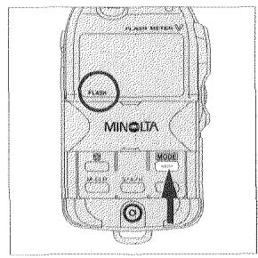 MINOLTA FLASH METER V - Presser la touche MODE plusieurs fois si nécessaire afin de selectionner le mode de mesure "FLASH". - 1