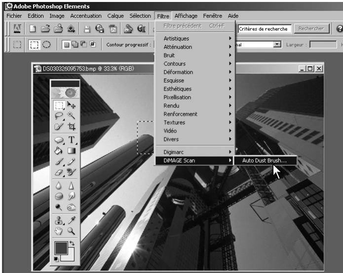 MINOLTA DIMAGE SCAN DUAL IV - Utilisation du plug-in de la correction automatique des poussières - 2