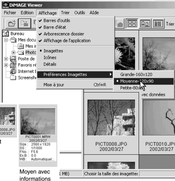 MINOLTA DIMAGE VIEWER 2.1 - Modification du format des imagettes - 1