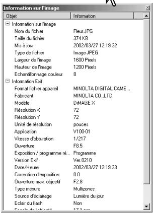 MINOLTA DIMAGE VIEWER 2.1 - Afficher et sauvegarder les informations des images - 2