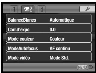 MINOLTA DIMAGE X1 - Navigation dans les menus d'enregistrement - 16