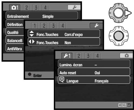 MINOLTA DIMAGE X1 - Navigation dans le MENU réglages - 1