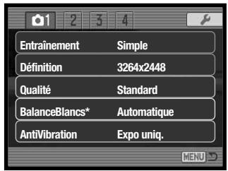 MINOLTA DIMAGE X1 - Navigation dans les menus d'enregistrement - 11