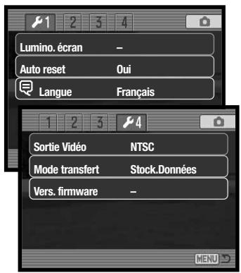 MINOLTA DIMAGE X1 - Navigation dans le MENU réglages - 8
