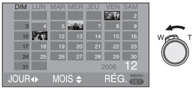 LEICA D-LUX 3 - Tournez la commande du zoom sur la position [w] pour afficher l'écran du calendrier. - 1