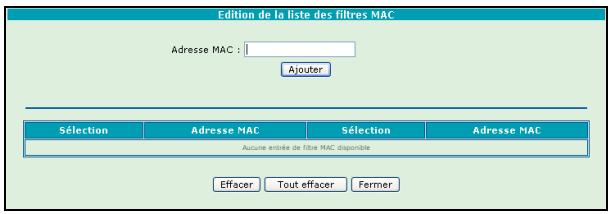 ORANGE LIVEBOX SAGEM F@AST 3202 - Bouton "Editor la liste de contrôle MAC" - 1