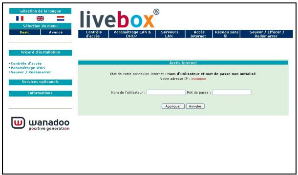 ORANGE LIVEBOX SAGEM F@AST 3202 - Rubrique "Basic" - 1