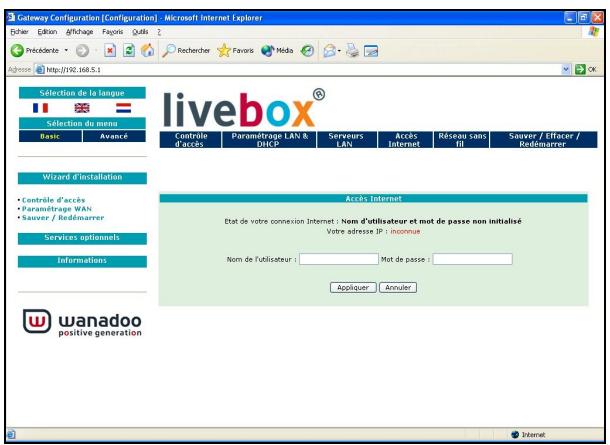 ORANGE LIVEBOX SAGEM F@AST 3202 - Accès à l'écran de bienvenue - 6