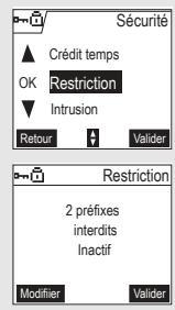 ORANGE D70T - Définir des préfixes interdits - Restrictions d'appels - 2