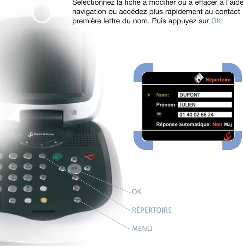 ORANGE VISIOPHONE LEADTEK 8882 - - Modifier ou effacer une fiche du répertoire - 1