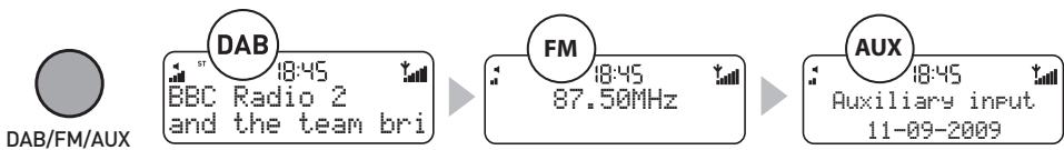 PURE ELAN II - Cambiar entre radio DAB, FM y AUX. - 1