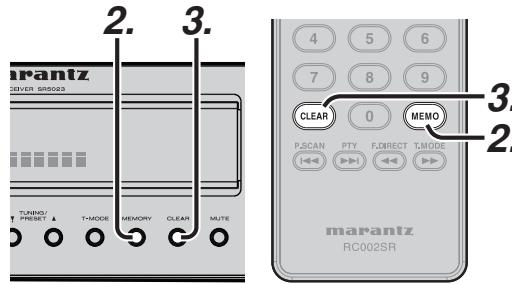 MARANTZ SR 5023,  SR5023 - EFFACER LES STATIONS PRÉSELECTIONNÉES DE LA MEMOIRE - 1