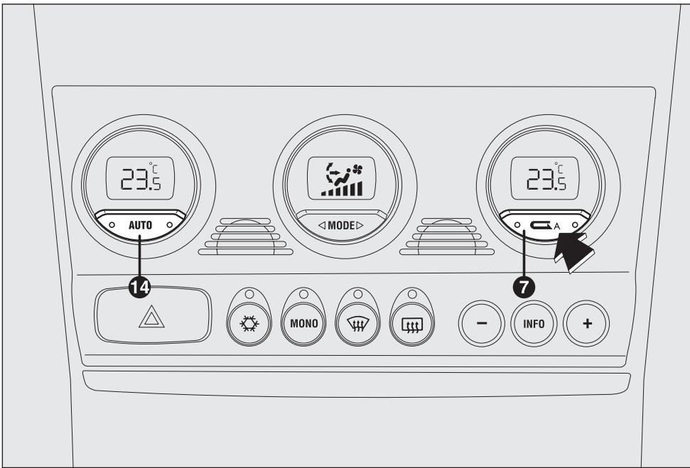 ALFA ROMEO 156 - TOUCHE D'ENCLENCHEMENT/ DESENCLENCHEMENT DU RECYCLAGE DE L'AIR (fig. 111) - 1