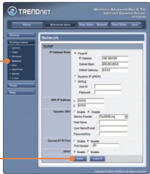 TRENDNET TV-IP400 - Configuration de la webcam - 3