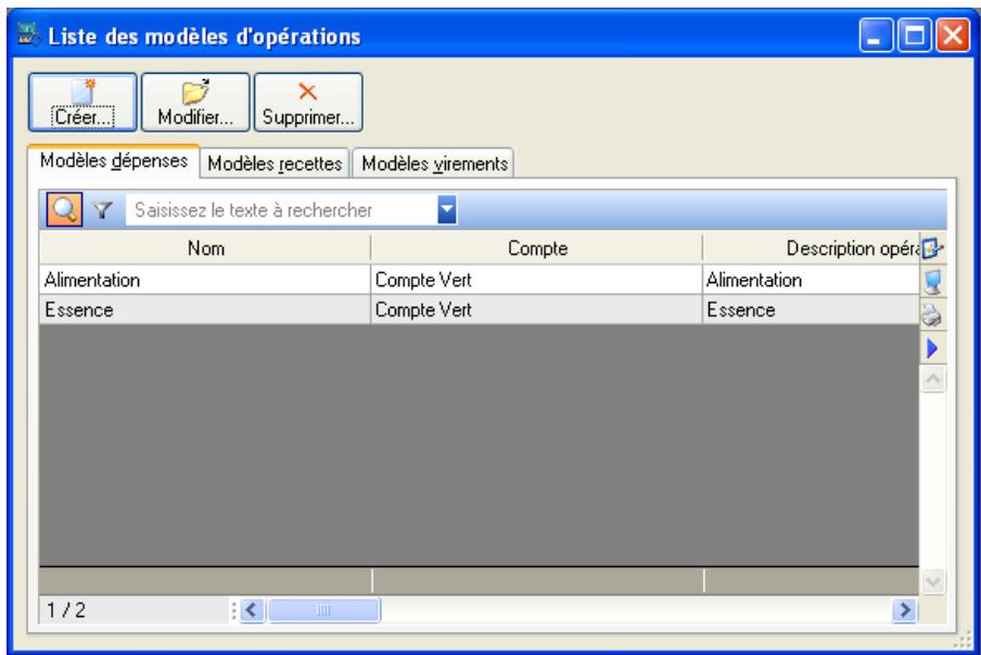 CIEL COMPTES PERSONNELS 3 - LISTES DES MODELES D'OPERATIONS - 1