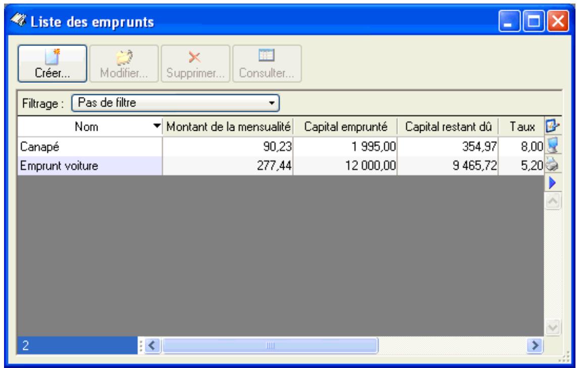 CIEL COMPTES PERSONNELS 3 - LA LISTEDES EMPRUNTS - 1