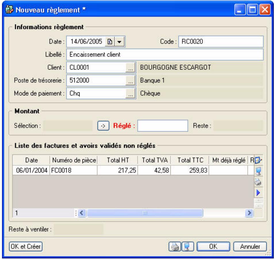 CIEL DEVIS FACTURES 5 - Encaisser un règlement - 1